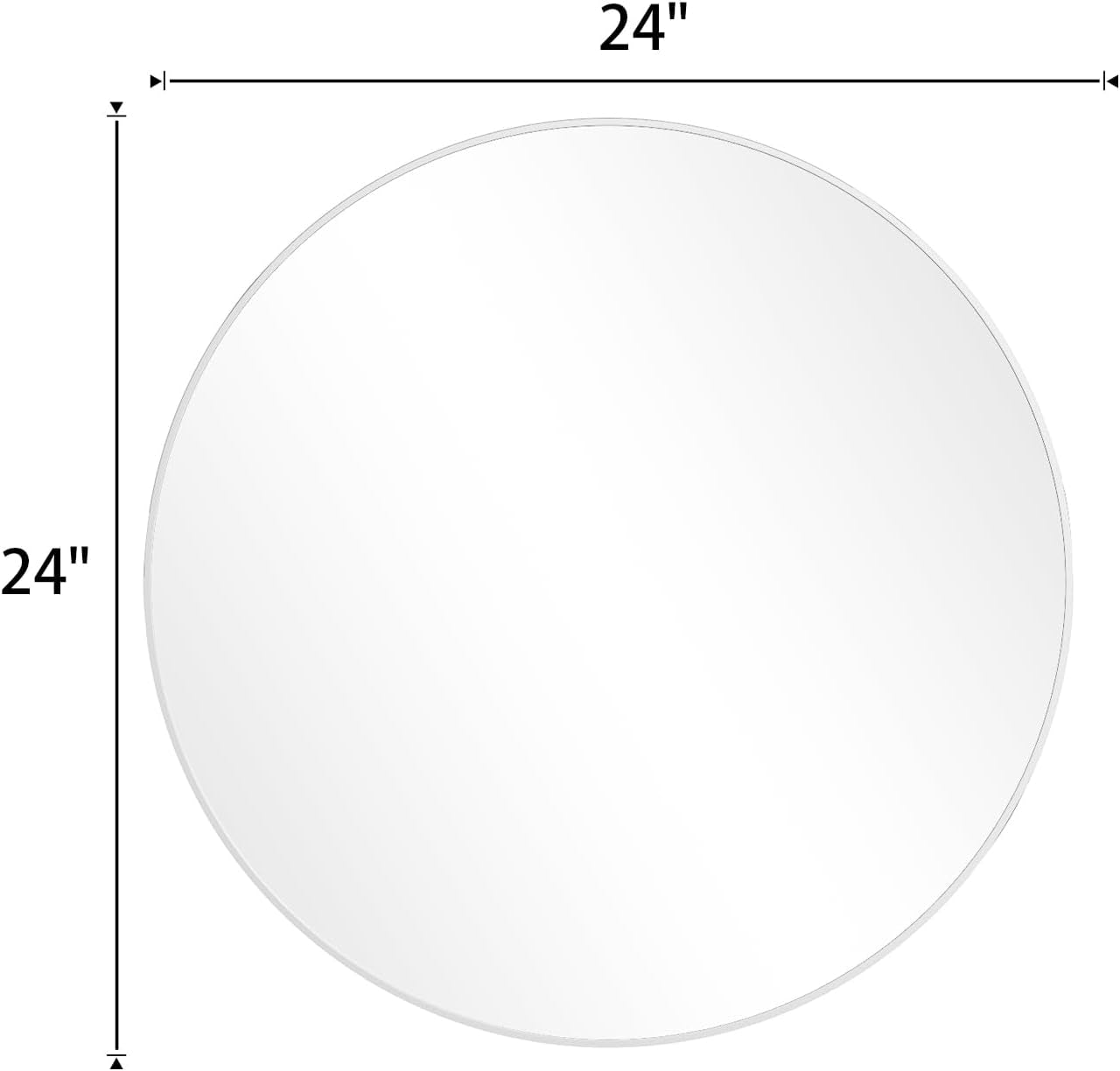 24 Inch round Mirror, Metal Frame Circle Mirror, Wall Mounted for Entryway, Bathroom, Vanity, Living Room, White