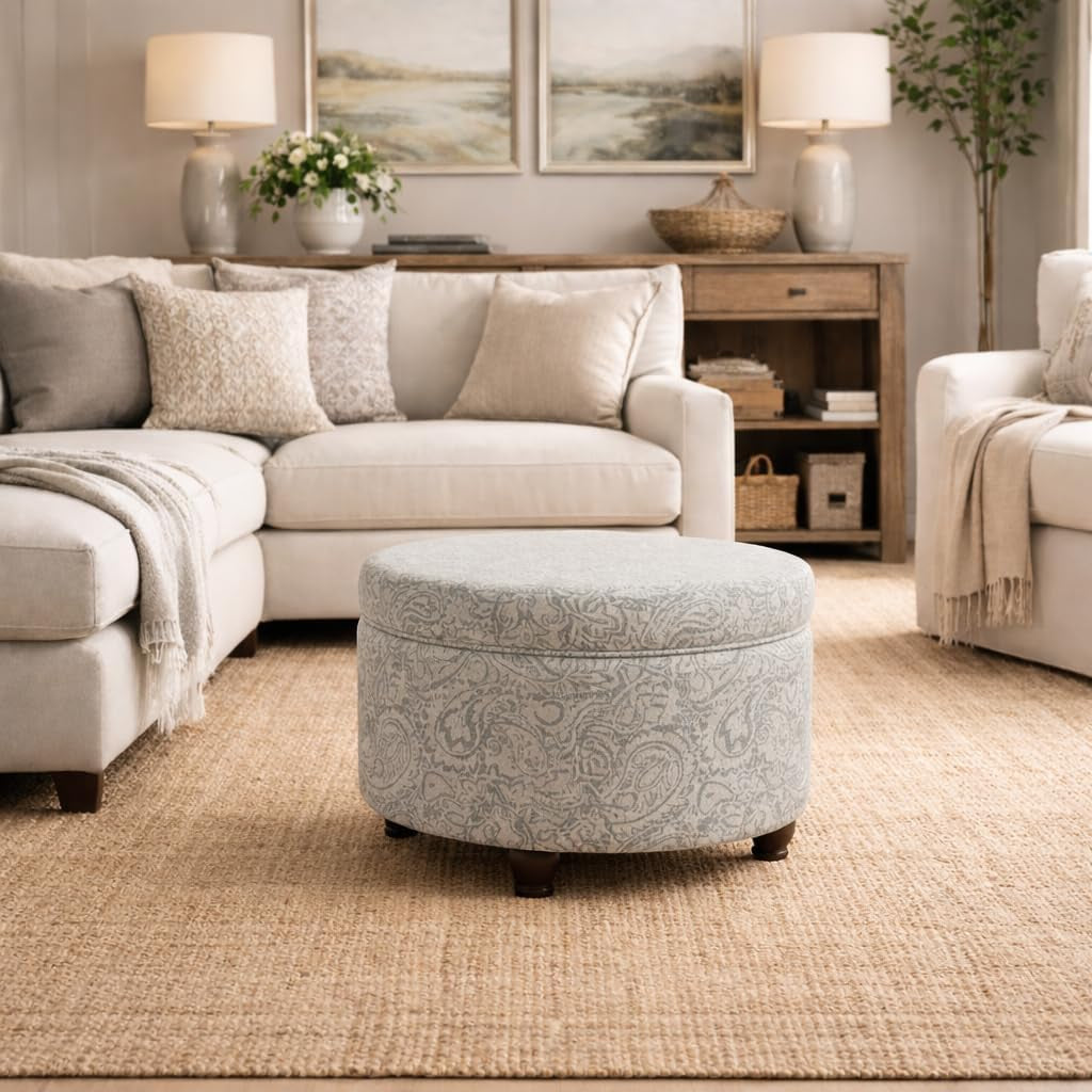  Upholstered round Storage Ottoman 