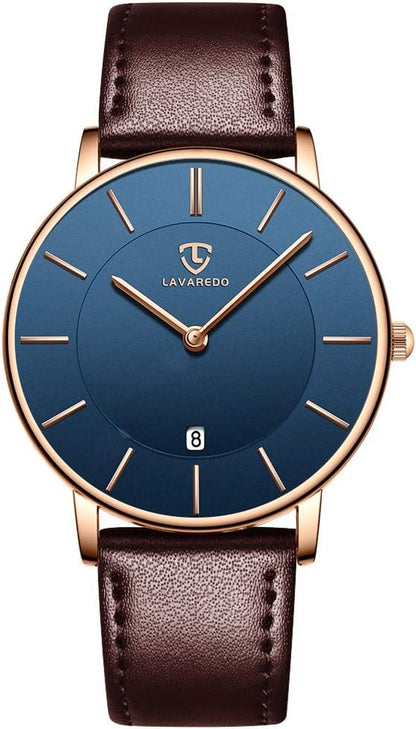 Watch, Mens Watch, Minimalist Fashion Simple Wrist Watch Analog Date with Leather Strap