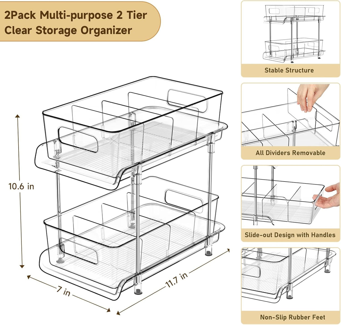 2-Tier Pull-Out Cabinet Organizer